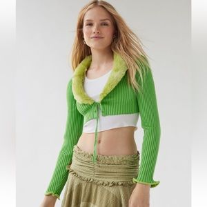 NWT UO Izzy Faux Fur Cropped Cardigan